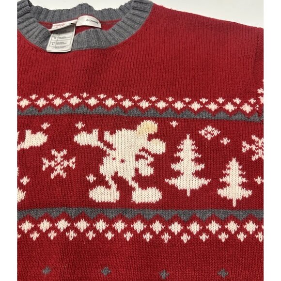 Vintage 2000s Y2K Disney Store Mickey Mouse Fair Isle Christmas Sweater Large - Picture 2 of 7